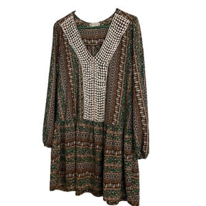 ALTAR'D STATE Variegated Midi Dress, Women’s M, Brown Turquoise White